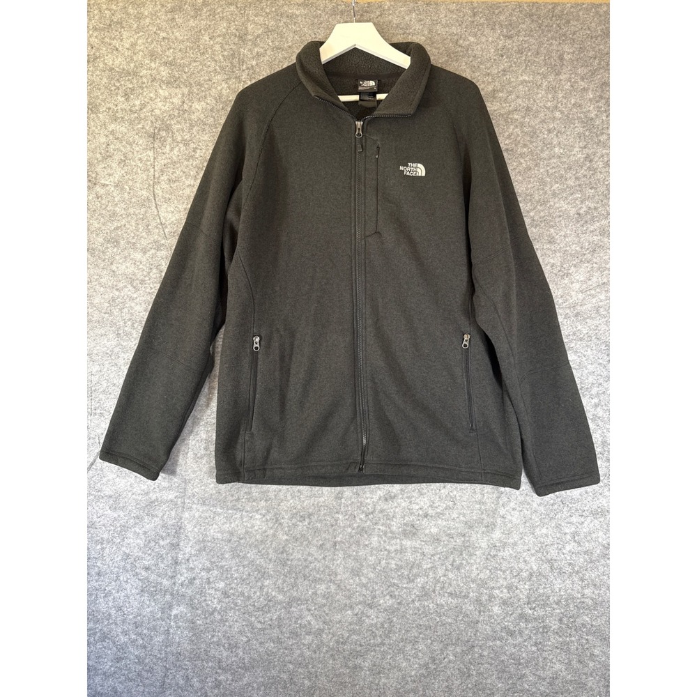 The North Face Mens XL Gray Full Zip Fleece Jacket Sweater Knit Outdoor Hiking